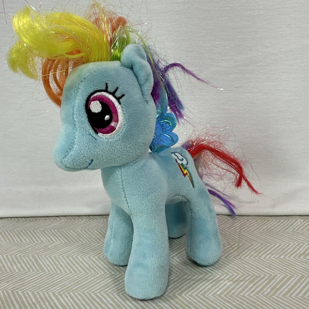 Ty My Little Pony Sparkle Rainbow Dash 7" Plush 2016 Blue w/ Purple Eyes Hasbro